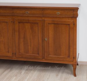 Reproduction of 200 cm sideboard for kitchen or living room in classic Louis Philippe style solid walnut wood