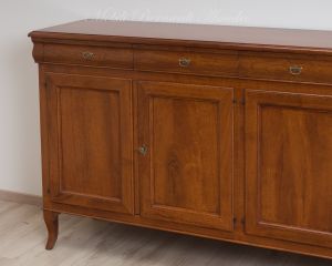Reproduction of 200 cm sideboard for kitchen or living room in classic Louis Philippe style solid walnut wood