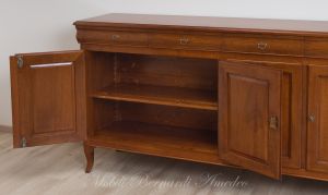 Reproduction of 200 cm sideboard for kitchen or living room in classic Louis Philippe style solid walnut wood
