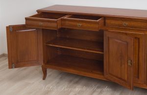Reproduction of 200 cm sideboard for kitchen or living room in classic Louis Philippe style solid walnut wood