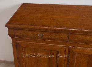 Reproduction of 200 cm sideboard for kitchen or living room in classic Louis Philippe style solid walnut wood