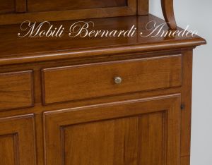 Sideboard with stand in solid walnut - details of the classic style workmanship and antique finish