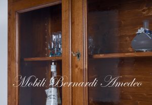 Sideboard with stand in solid walnut - details of the classic style workmanship and antique finish