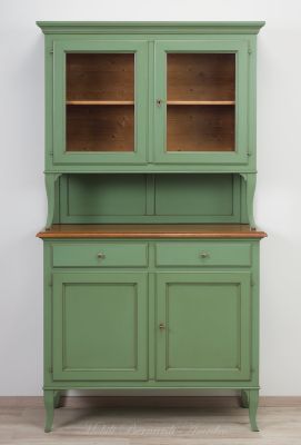 Sideboard with classic Venetian style display cabinet made of solid wood with colored finish