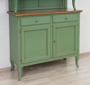 Sideboard with classic Venetian style display cabinet made of solid wood with colored finish