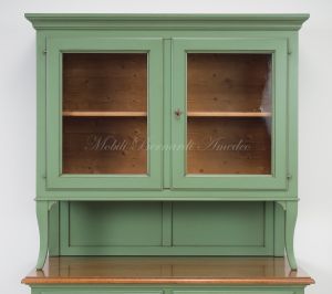 Sideboard with classic Venetian style display cabinet made of solid wood with colored finish