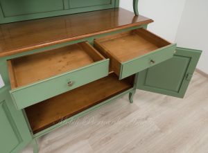 Sideboard with classic Venetian style display cabinet made of solid wood with colored finish