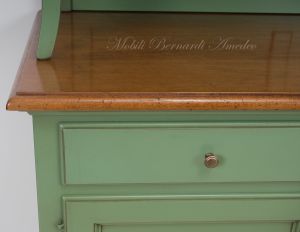 Sideboard with classic Venetian style display cabinet made of solid wood with colored finish