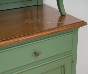 Sideboard with classic Venetian style display cabinet made of solid wood with colored finish