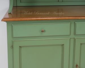 Sideboard with classic Venetian style display cabinet made of solid wood with colored finish