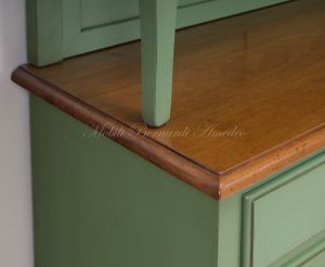 Sideboard with classic Venetian style display cabinet made of solid wood with colored finish
