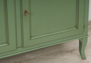 Sideboard with classic Venetian style display cabinet made of solid wood with colored finish