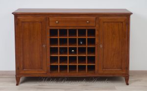 Classic style solid wood bottle holder sideboard with central rack for bottles - wine cellar - bar cabinet