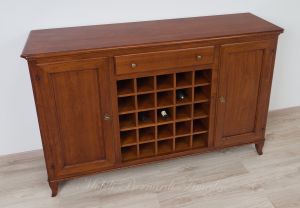 Classic style solid wood bottle holder sideboard with central rack for bottles - wine cellar - bar cabinet