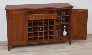 Classic style solid wood bottle holder sideboard with central rack for bottles - wine cellar - bar cabinet