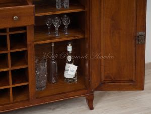 Classic style solid wood bottle holder sideboard with central rack for bottles - wine cellar - bar cabinet