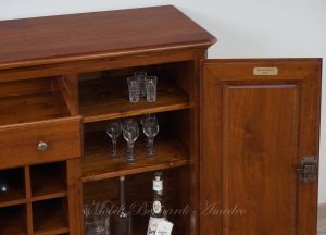 Classic style solid wood bottle holder sideboard with central rack for bottles - wine cellar - bar cabinet