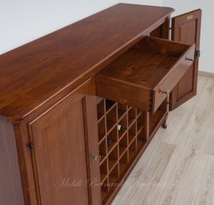 Classic style solid wood bottle holder sideboard with central rack for bottles - wine cellar - bar cabinet