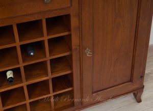 Classic style solid wood bottle holder sideboard with central rack for bottles - wine cellar - bar cabinet