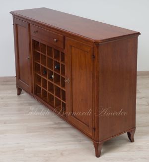 Classic style solid wood bottle holder sideboard with central rack for bottles - wine cellar - bar cabinet