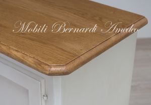 Credenza madia da 160 cm di lunghezza in legno massiccio finitura bianco e rovere