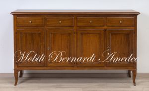 Classic Asolo Venetian style sideboard handcrafted in solid walnut wood with 4 doors and 4 drawers