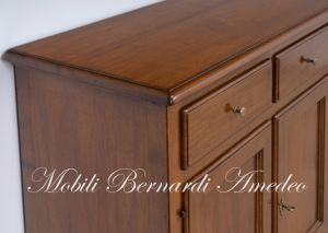 Classic Asolo Venetian style sideboard handcrafted in solid walnut wood with 4 doors and 4 drawers