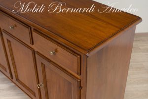 Classic Asolo Venetian style sideboard handcrafted in solid walnut wood with 4 doors and 4 drawers