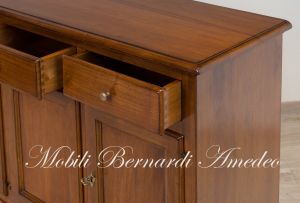 Classic Asolo Venetian style sideboard handcrafted in solid walnut wood with 4 doors and 4 drawers