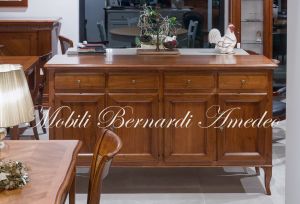 Classic Asolo Venetian style sideboard handcrafted in solid walnut wood with 4 doors and 4 drawers
