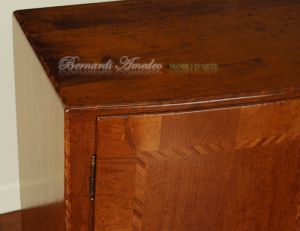 Classic style sideboard in solid walnut wood with inlays and high legs and with 2 closed doors