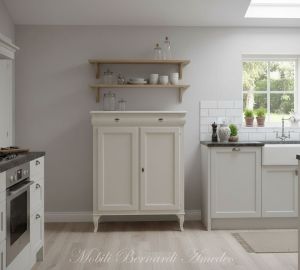 Kitchen or living room pantry cupboard made of wood with white finish