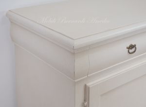 Kitchen or living room pantry sideboard made of solid wood with antique white finish