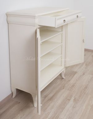 Kitchen or living room pantry sideboard made of solid wood with antique white finish