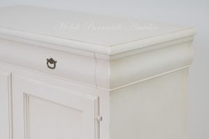 Kitchen or living room pantry sideboard made of solid wood with antique white finish