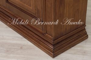 Sideboard in solid walnut wood with carving and inlaid doors