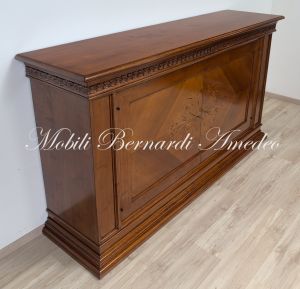 Sideboard in solid walnut wood with 2 doors inlaid with mother of pearl