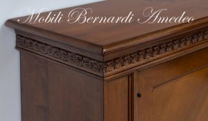 Sideboard in solid walnut wood with 2 doors inlaid with mother of pearl