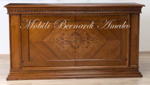 Classic sideboard, Italian production in walnut wood with inlaid doors