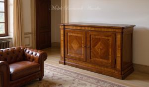 Classic style sideboard made of solid walnut with olive wood inlays - classic setting