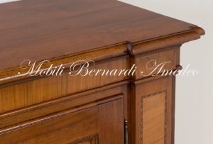Sideboard in solid walnut with various parts inlaid in olive wood