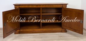 Classic style sideboard handcrafted in solid walnut wood with olive inlays