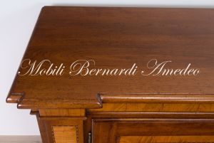 Sideboard in solid walnut with various parts inlaid in olive wood
