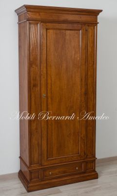 Armadietto mobile dispensa con anta e cassetto in legno massello di noce