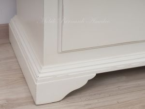 Fuciliera in legno massello stile classico con 1 anta con vetro e finitura colore bianco anticato