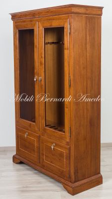 Display case for 12 hunting rifles made of classic style light colored solid wood