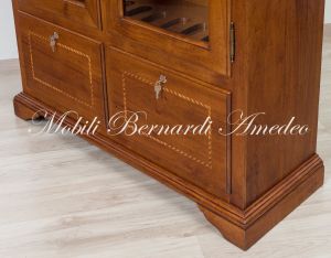 Display case for 12 hunting rifles made of classic style light colored solid wood