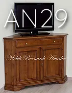 Mobile tv angolare in legno massello con ante e cassetto