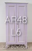 Cabinet in solid wood with lilac and silver leaf finish