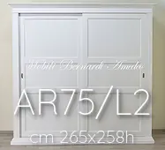 Wooden wardrobe with antique white sliding doors